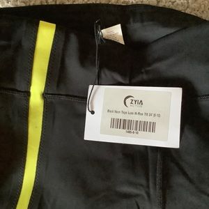 Zyia Neon Tape Black Leggings 8-10